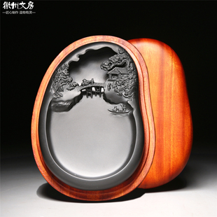 非遗大师作品 平步青云 老坑砚台精品歙砚高档文房礼品天然原石端