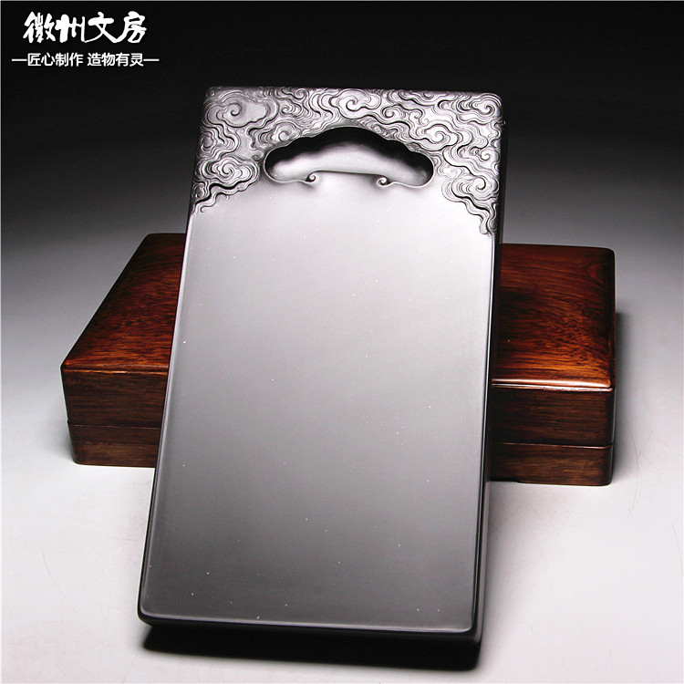 非遗名师柯崇作品祥云如意砚台