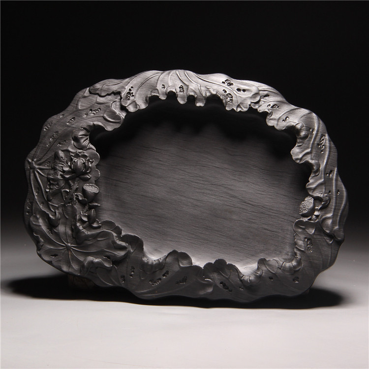 中国歙砚 和和美美 水波纹原石砚台兼水盂笔洗端砚文房四宝包邮