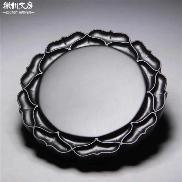 中国歙砚/如意莲花/歙砚老坑精品原石手工名家砚台文房四宝端砚