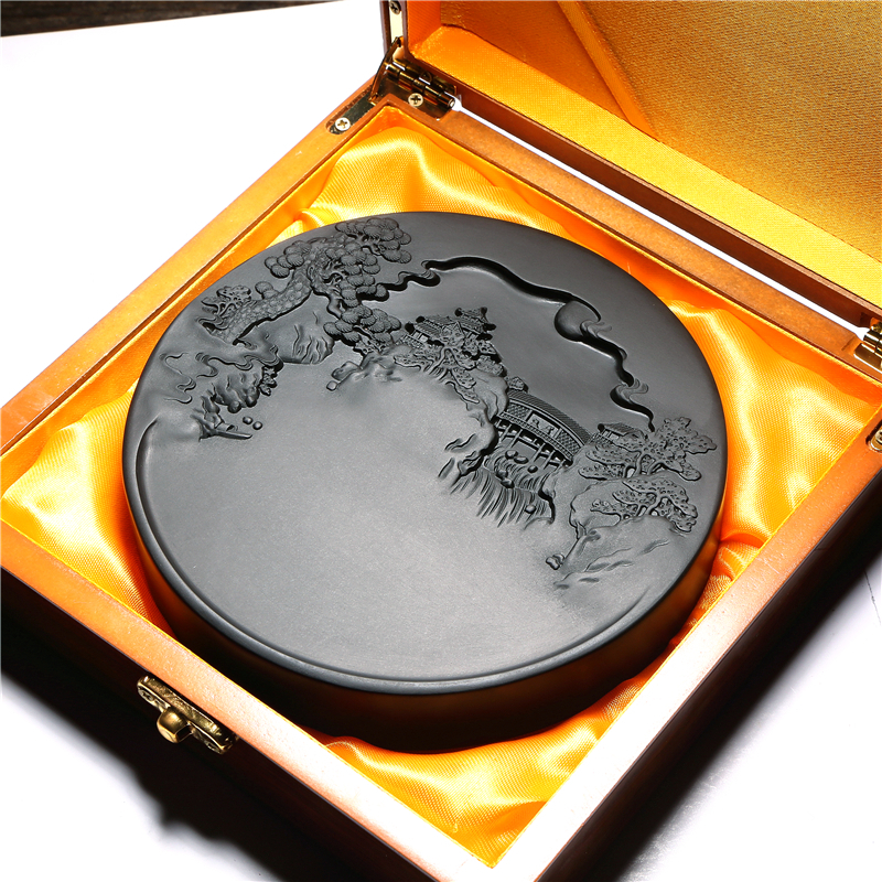 非遗名师砚台旭日东升安徽老坑