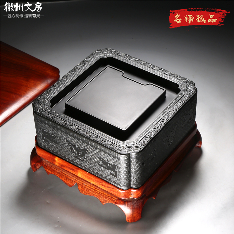 四大名砚歙砚 珍藏 古龙砚 老坑砚台高档文房四宝收藏书法绘画