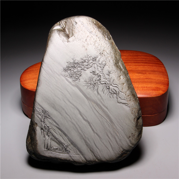 精品老坑砚台/湖光山色 珍藏老坑眉纹籽料龙尾砚端砚洮河收藏