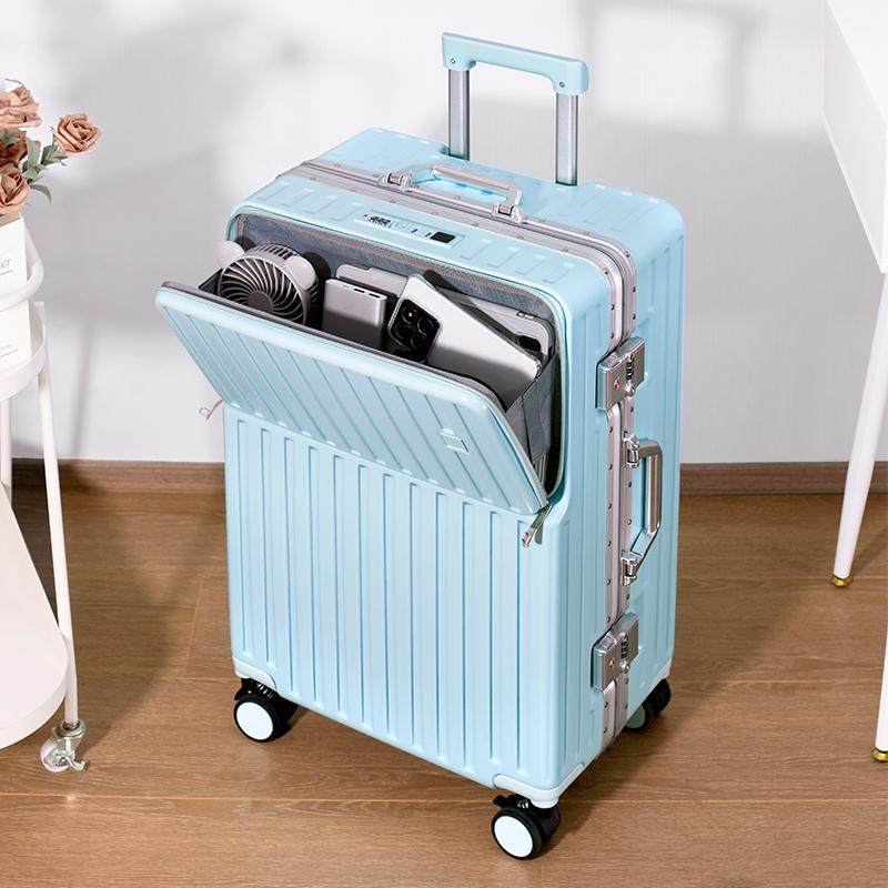 前开盖多功能铝框旅行箱学生密码箱女带充电口登机箱男20寸24寸28,箱包皮具/热销女包/男包,旅行箱,淘宝优惠券,粉丝福利购,淘宝优惠卷