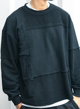 DGS拼接套头全棉毛圈圆领秋冬男士秋美式卫衣T恤休闲长袖111102