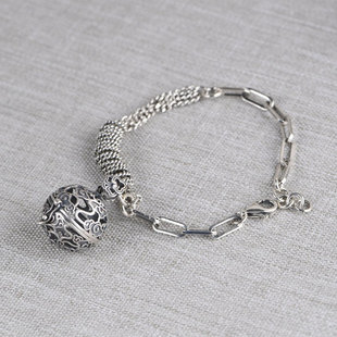 镂空香囊球 手链吊坠可打开装东西随身香熏香丸祥云纯银嘎乌盒女