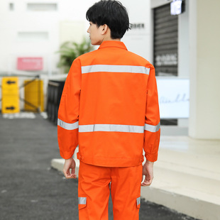 工作服套装男全棉加厚电焊服工程服工地施工井下反光条纯棉矿工服