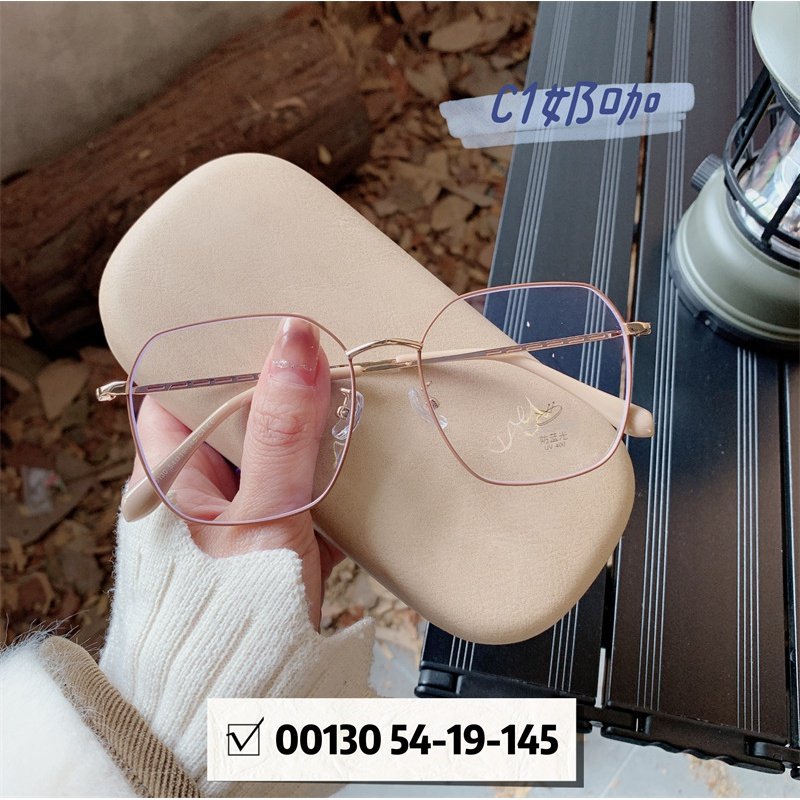 小红书同款显瘦复古素颜超轻金属眼镜大框男女款多边形女近视眼镜