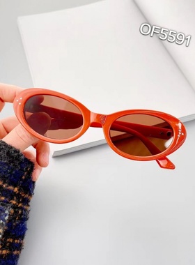韩版红色椭圆形墨镜女潮圆脸ins高级感时尚夏季防紫外线太阳镜男