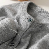 气质爆棚 毛衣外套宽松潮 女圆领男短款 定制2023秋冬新款 羊绒开衫