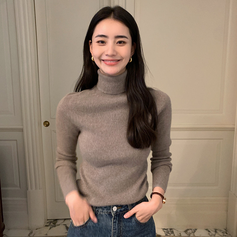秋冬一线成衣女士山羊绒衫高翻领