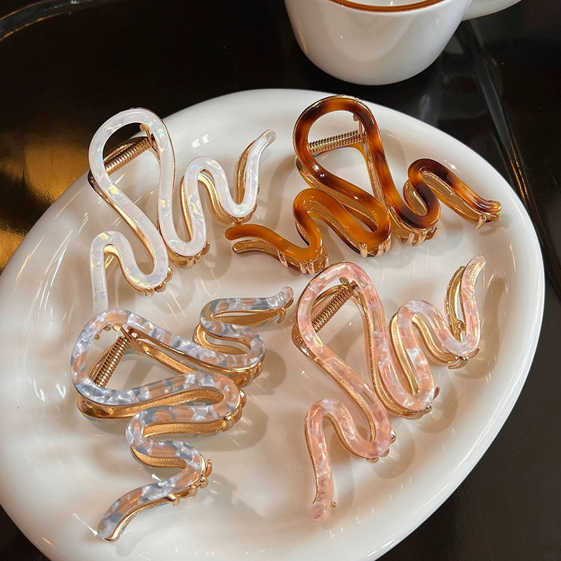 醋酸后脑勺新款大号简约波浪发夹