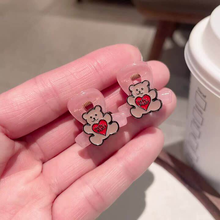 甜美减龄爱心小熊亚克力小抓夹