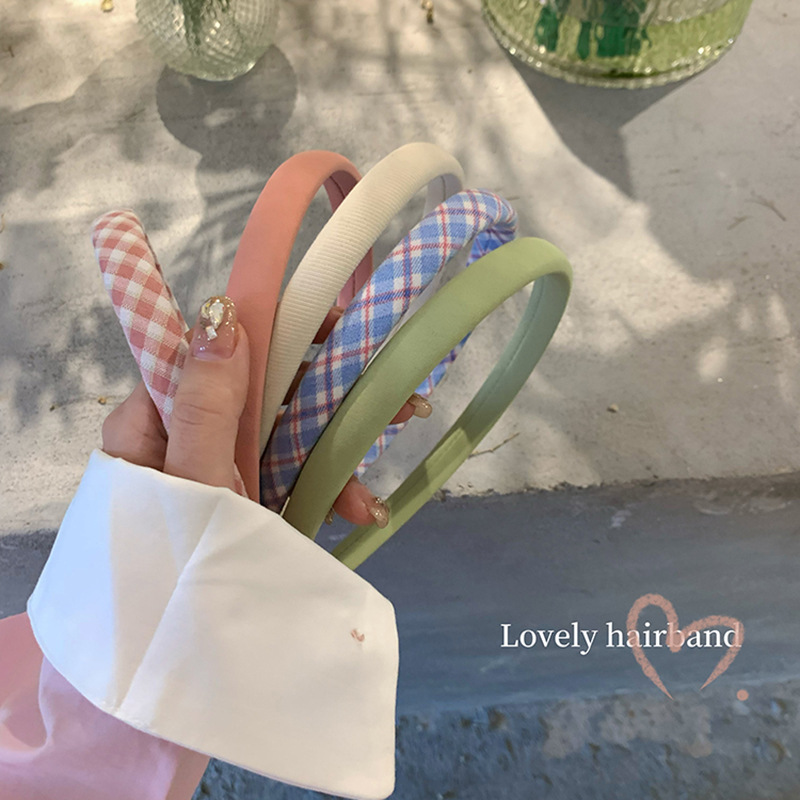 寻梦少女格子纯色细发箍女款发卡百搭2023网红新款春日出游佳品
