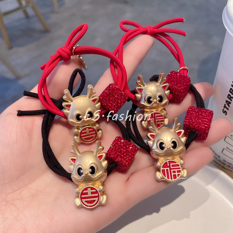 新年喜庆红色发绳高弹力耐用马尾扎头绳橡皮筋女皮套新款发圈发饰