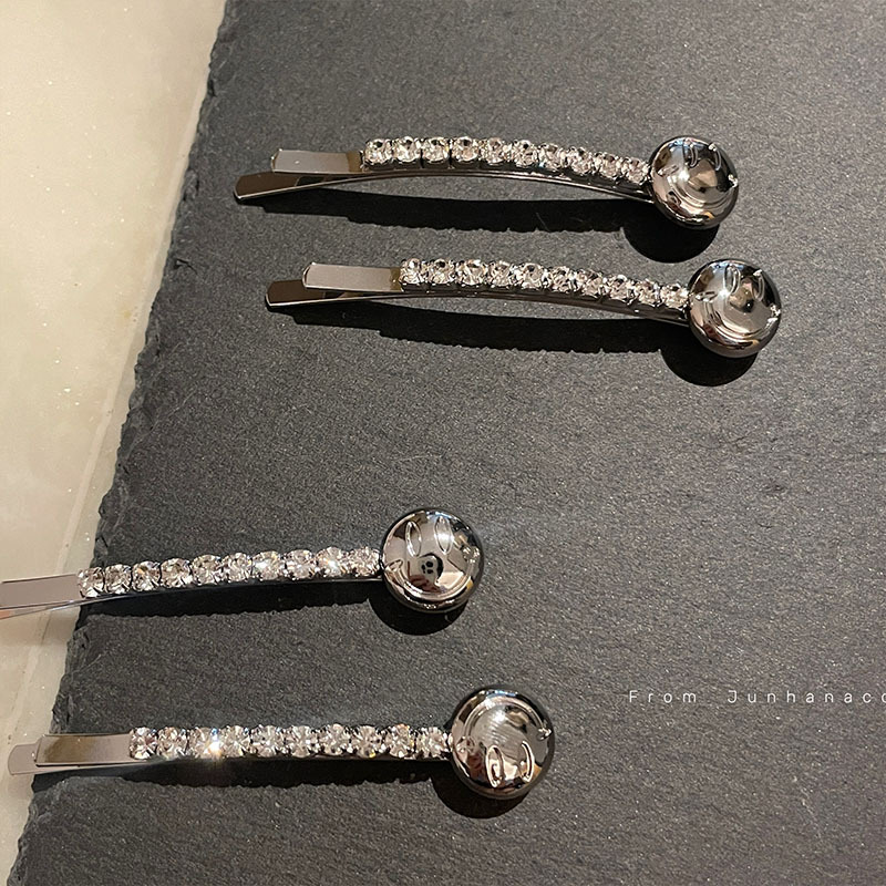 笑脸水钻发夹超闪满钻一字夹ins网红少女刘海夹发卡韩国发饰