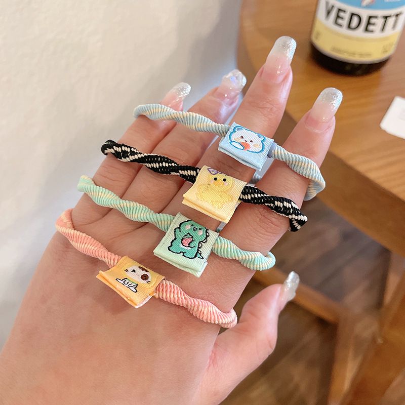 韩版高弹性贴标头绳女可爱卡通发圈加粗气质扎头皮筋皮套发饰
