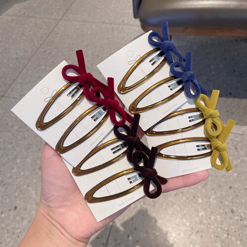 高颜值丝绒蝴蝶结甜美百搭发夹