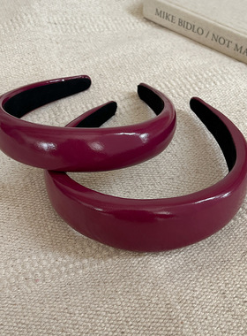 贵气迷人酱紫色压发箍优雅精致加厚漆皮纹亮面茄色发卡发饰头箍