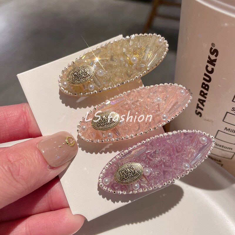 高级感重工水晶小发夹时尚气质刘海夹淑女前额碎发夹后脑勺发卡子