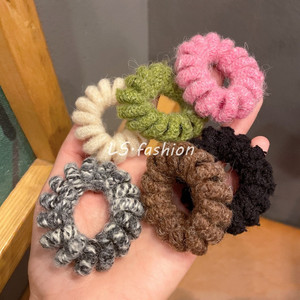秋款毛毛发圈高级感电话圈发绳简约高弹力橡皮筋女头绳皮套发饰品