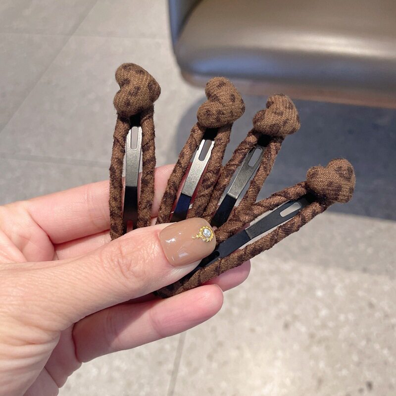 复古美拉德豹纹水滴BB夹对装