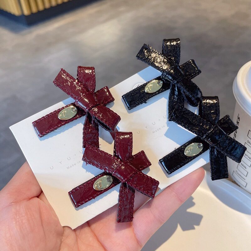 蝴蝶结发卡高级感皮质小金标
