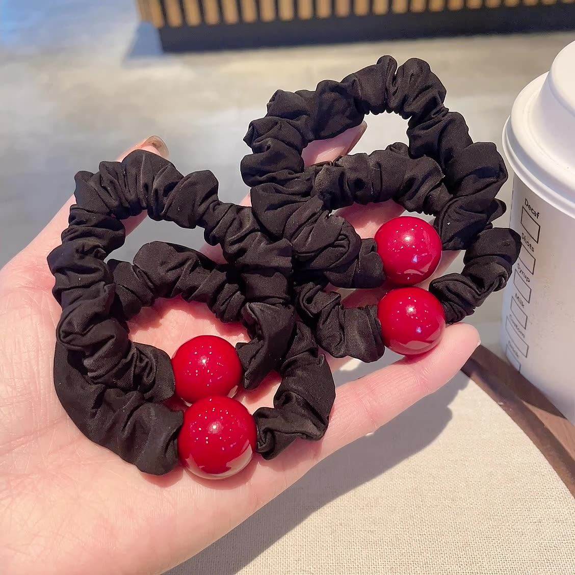 红珍珠基础款喜庆发圈百搭马尾扎头绳新娘红发绳皮套橡皮筋女,户外/登山/野营/旅行用品,旅行发卡,淘宝优惠券,粉丝福利购,淘宝优惠卷