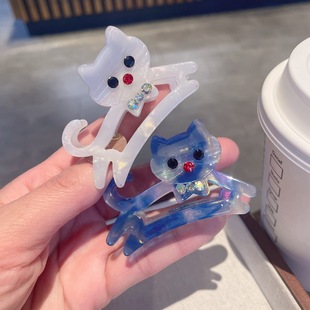 卡通可爱猫咪小抓夹镶钻醋酸发夹发卡甜美少女盘发鲨鱼夹女发饰