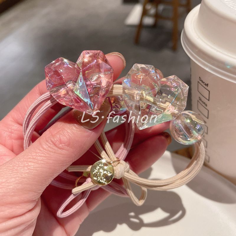 爱心发绳甜美森女丸子头扎头绳小清新少女发圈网红橡皮筋发卡发饰