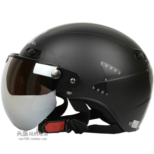 台湾EVO手绘熊磨砂黑哈雷电动摩托车头盔男女通用防晒紫外线夏季