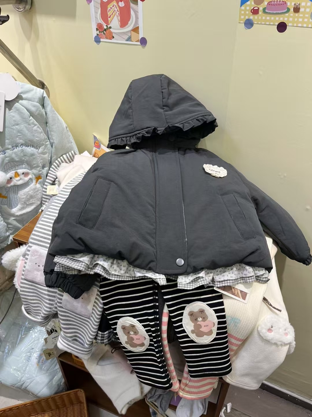 女童秋冬绗棉秋冬新款儿童保暖韩版碎花裙边可爱洋气百搭25159