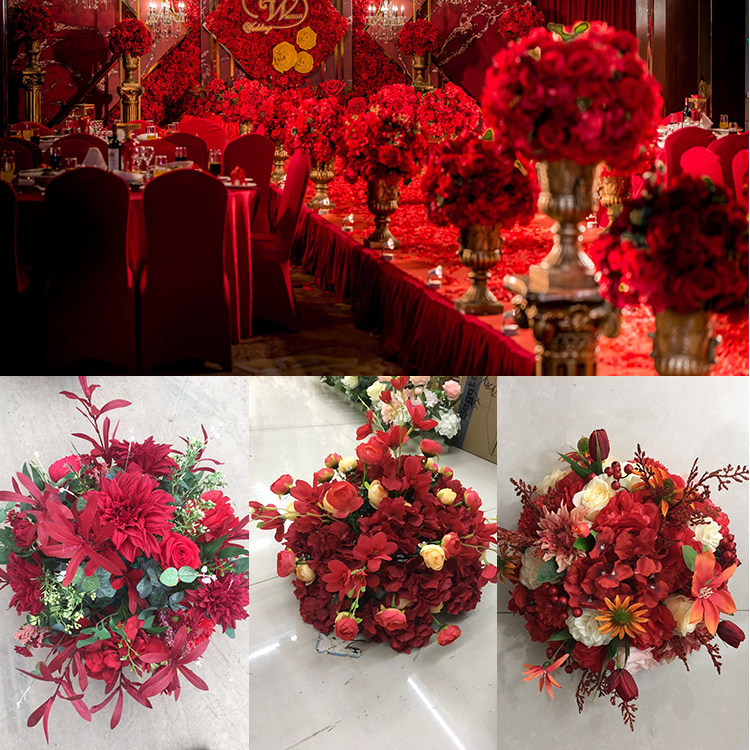 新款大红色系中式婚礼花艺婚庆道具几何路引舞台花艺婚礼花球 小编推荐 Wepost 全民代运 马来西亚中国淘宝代运与集运专家