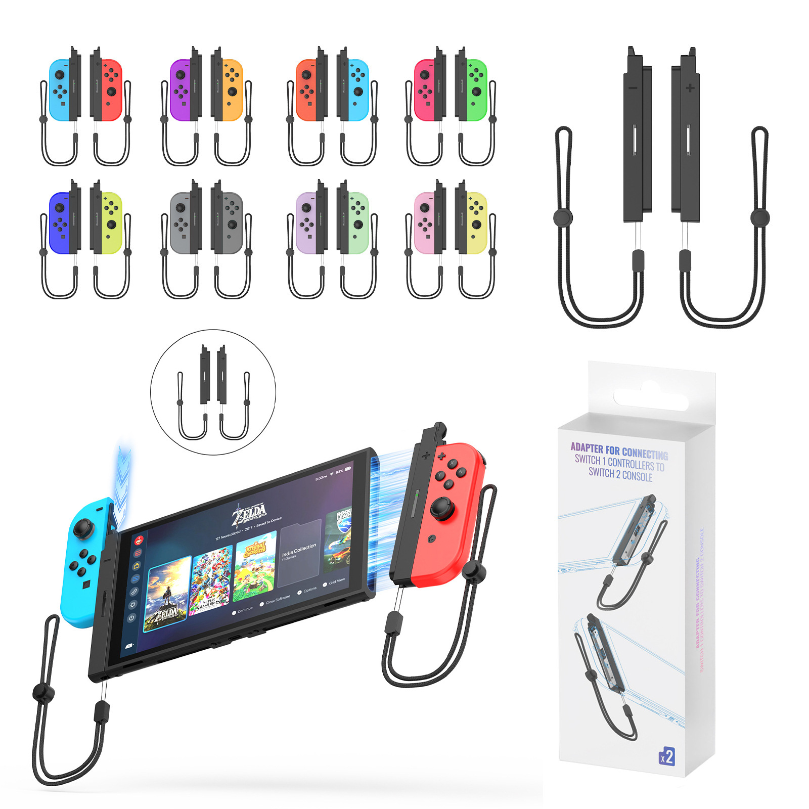 Switch1代小手柄转Switch2代主机转接器NS左右手柄便携磁吸连接器