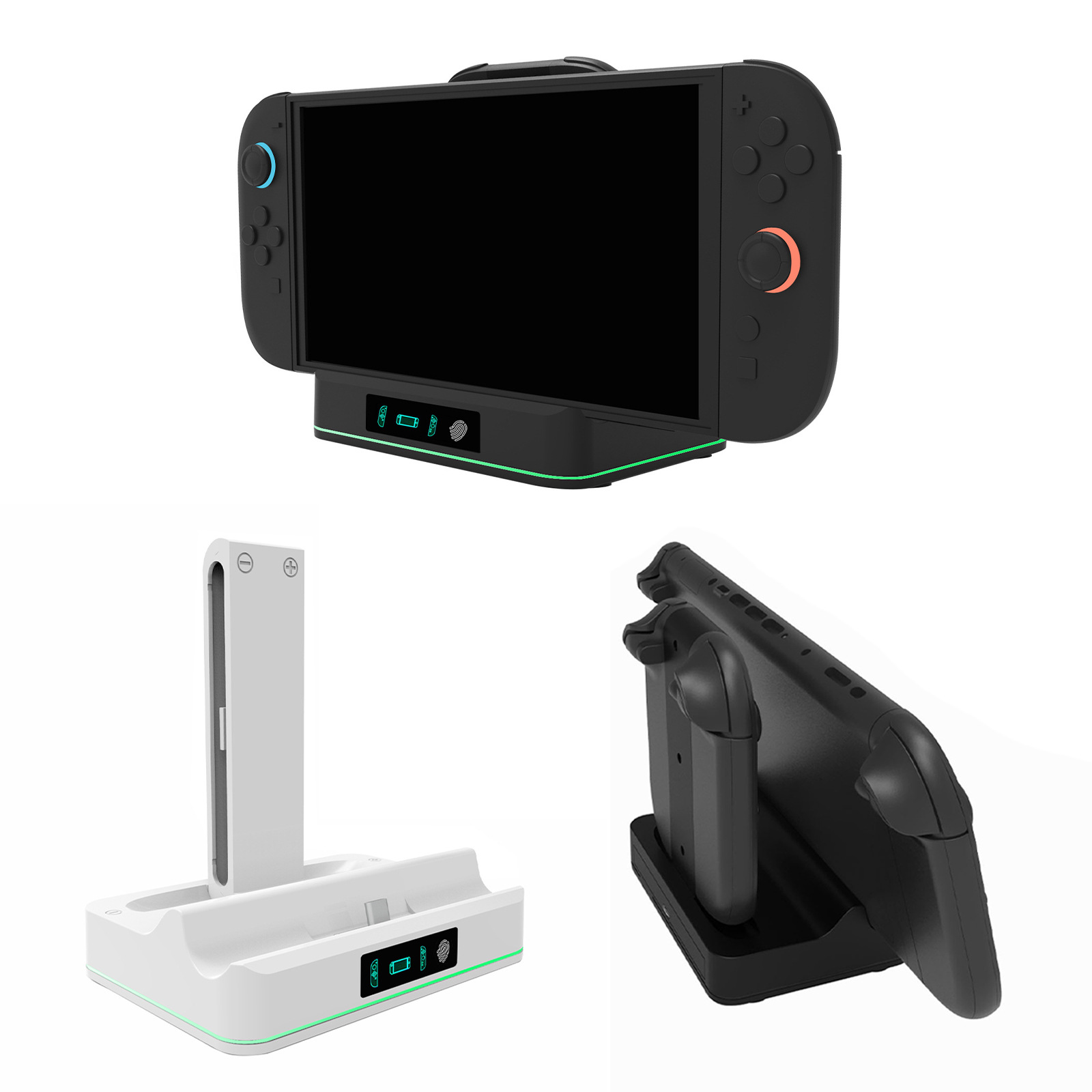 Switch2代主机座充带幻彩灯NS2左右手柄直插充电底座KJH-NS2-029