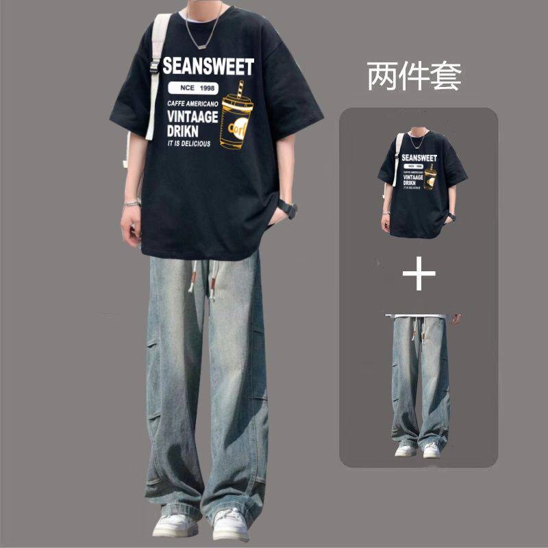 美式高街短袖t恤男生穿搭夏季套