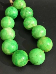 老翡翠手串手链 清代老翡翠天然翡翠真品开门包老保真2.0大珠子