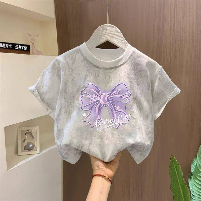 洋气纯棉扎染亮片T恤2026年儿童新款夏季短袖中大童宽松上衣男童t