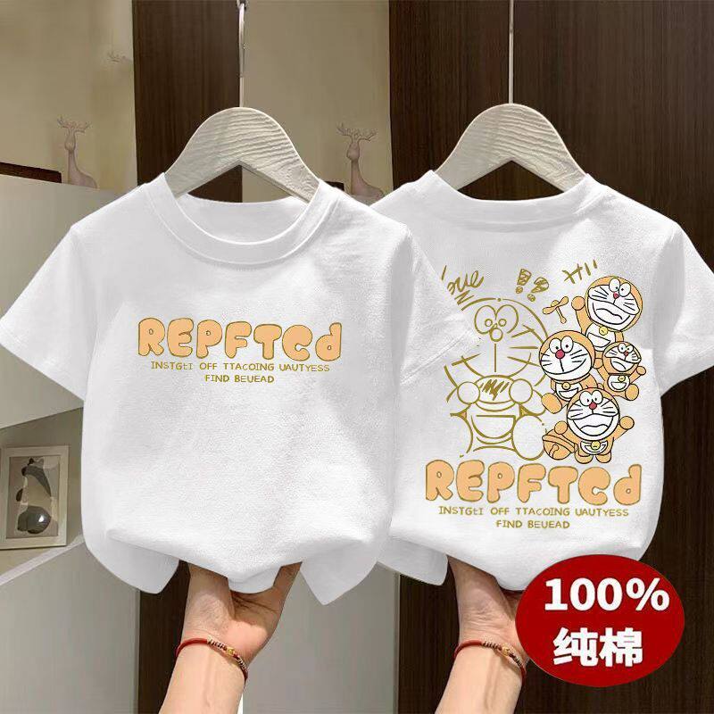 印花叮当猫纯棉女童短袖上衣