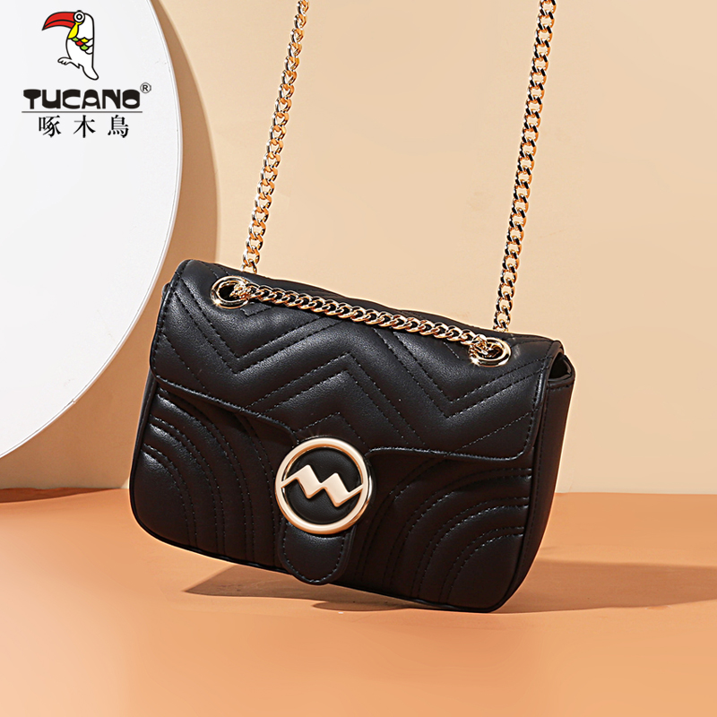 Woodpecker bag 2021 new fashion womens Bag Messenger Bag womens versatile ins small bag high sense black chain bag