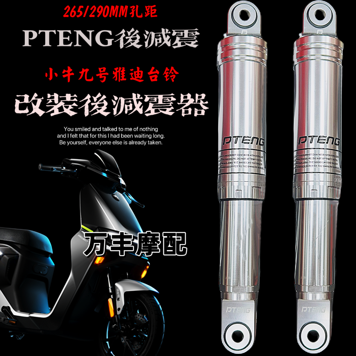 PTENG后减震uqi小牛U+B九号M85C雅迪深远电动车通用改装后避震器 摩托车/装备/配件 摩托车减震器 原图主图