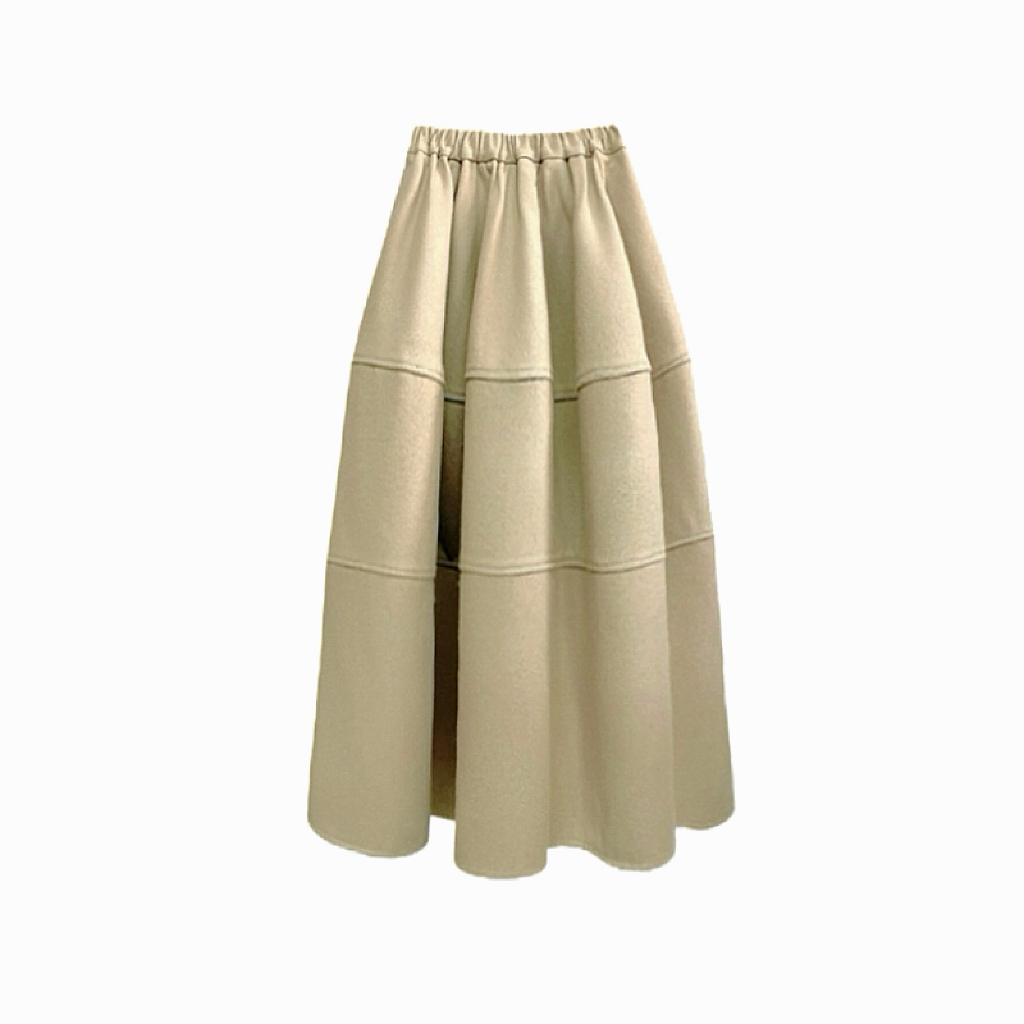 冬季松紧腰重磅廓形高腰花苞毛呢加厚半身裙可爱女人