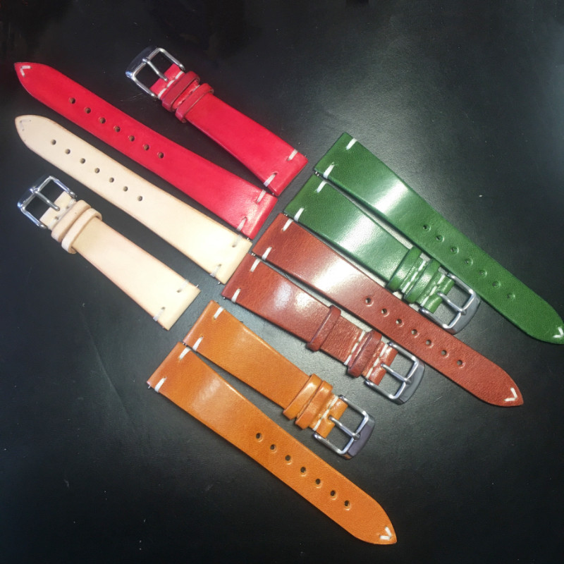 手工植鞣牛皮表带头层真皮适配多品牌手表商务休闲男女通用款定制