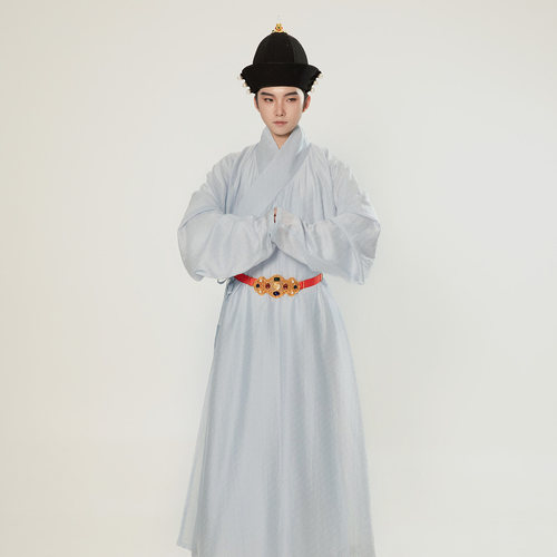 明制汉服天丝棉交领打褶长衫