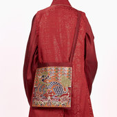 惜物国风 汉服配饰文创单肩斜挎背包中国风绣花织锦仙鹤补子包