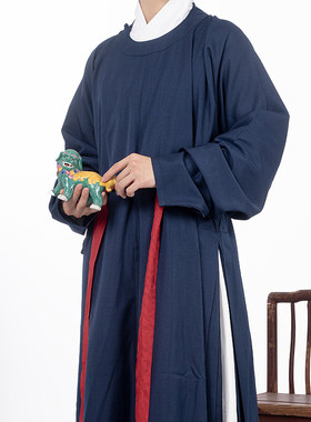 惜物国风明初汉服服饰圆领打褶袍