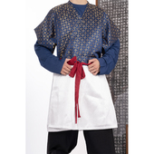 惜物国风馆 唐制汉服交领织金铜钱纹唐半臂半袖 连身唐圆领袍