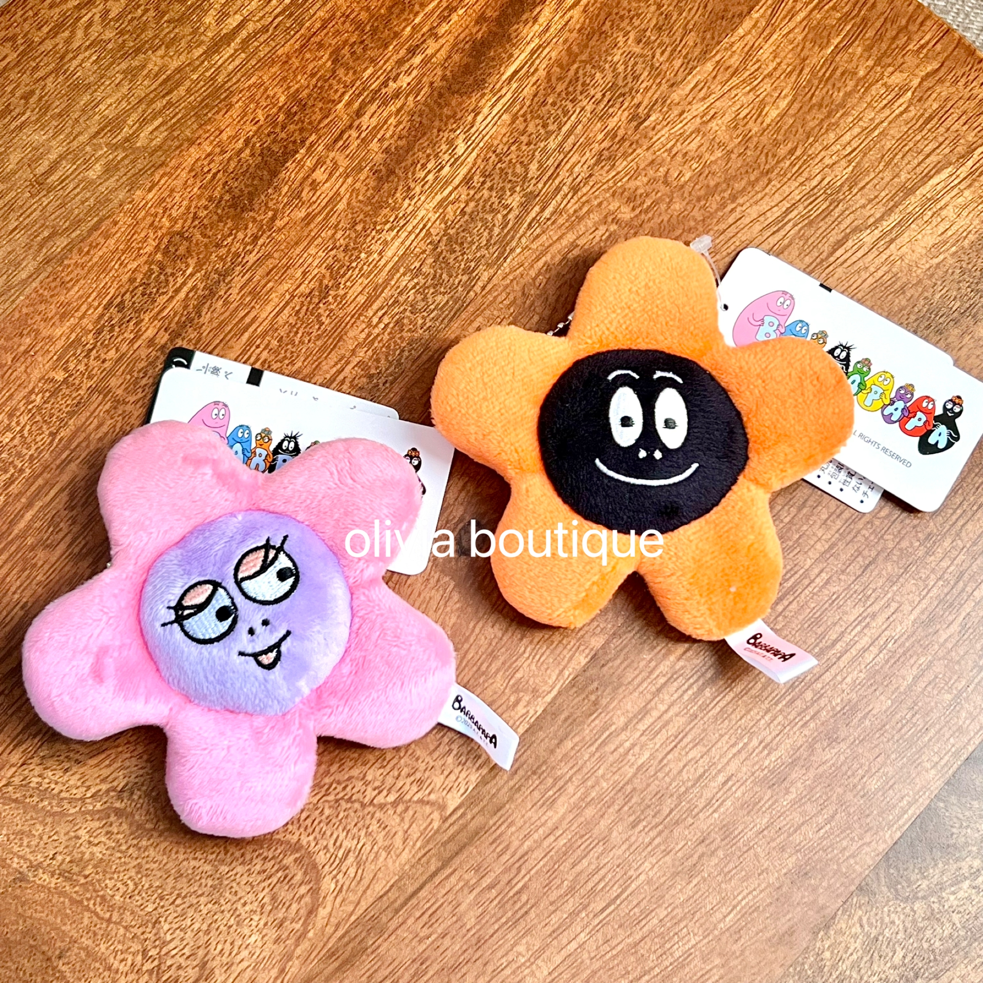 现货 日本限定BARBAPAPA可爱太阳花鸣笛挂件钥匙扣玩偶包挂