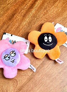 现货 日本限定BARBAPAPA可爱太阳花鸣笛挂件钥匙扣玩偶包挂