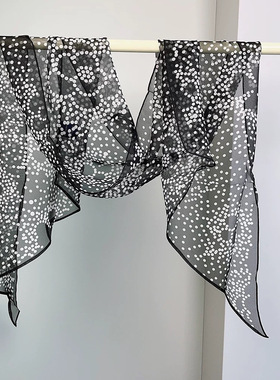 山茶花  桑蚕丝乔其飘带丝巾围巾160*30左右